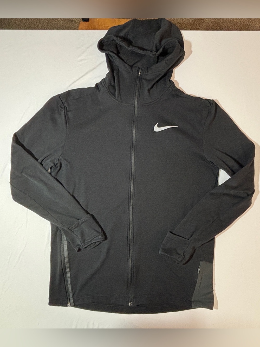 Nike Running Dri-FIT Black Full Zip Hooded Jacket Size Medium